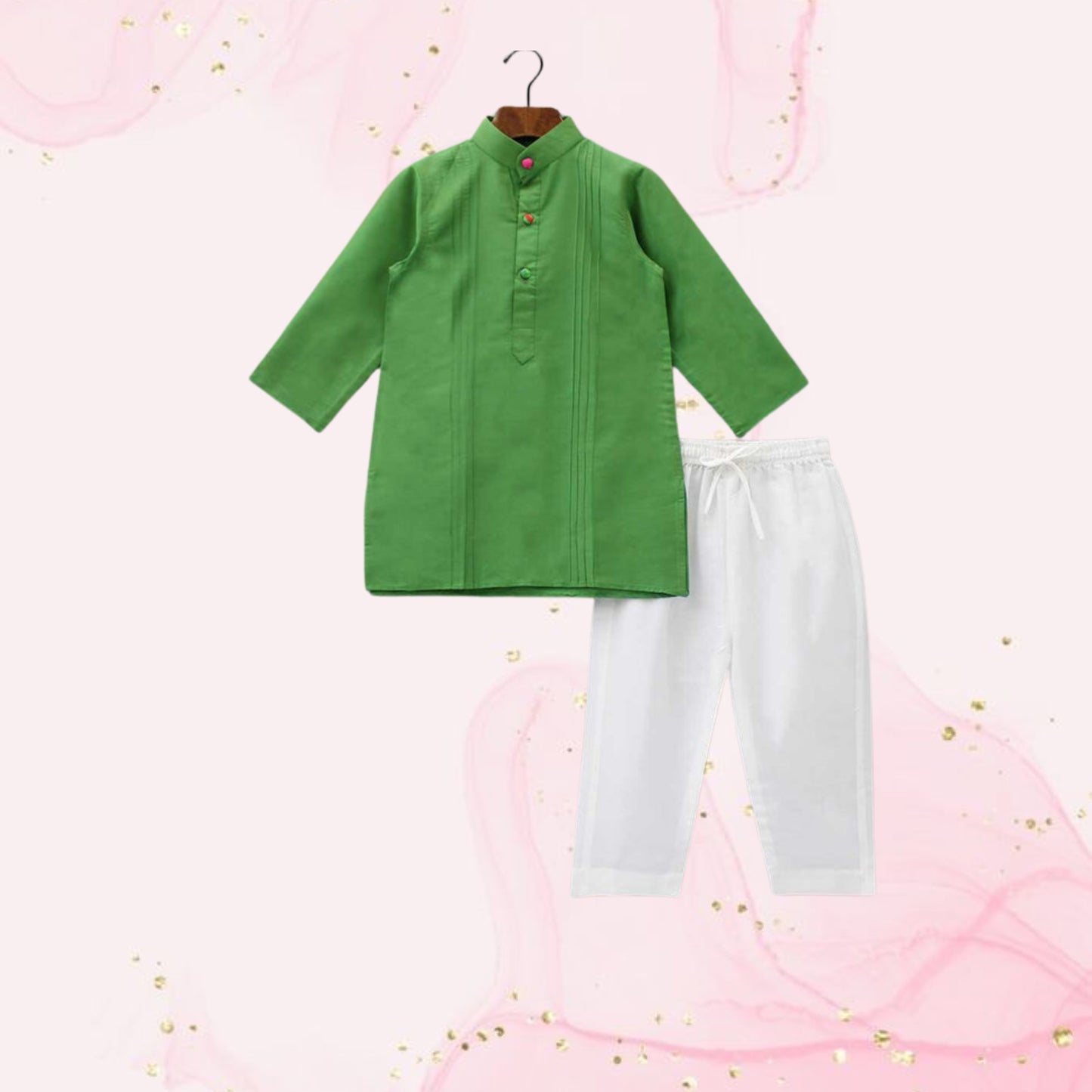 Pin Tuck Green Kurta And Pyjama