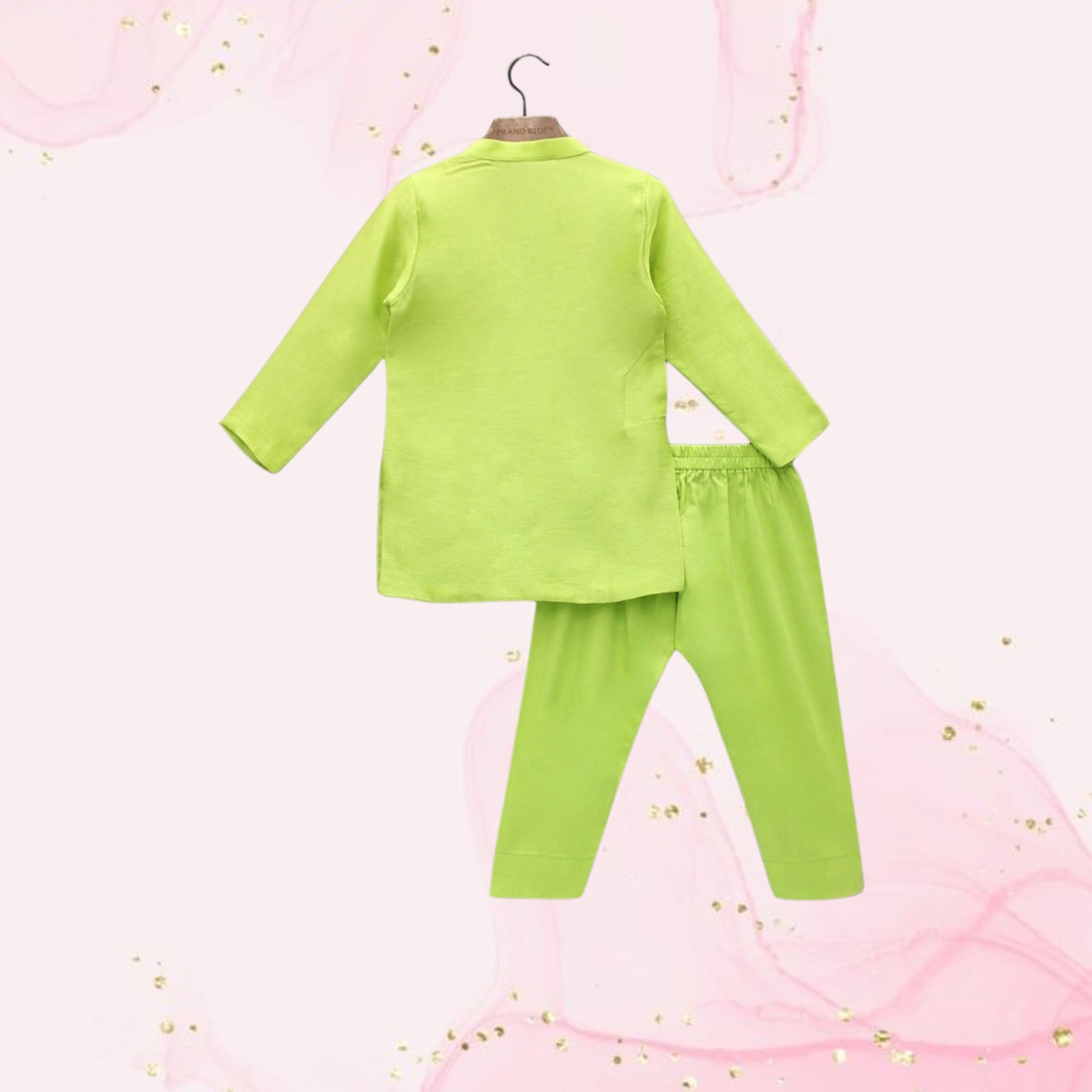 Pre Order: Floral Embroidered Green Kurta And Matching Pyjama