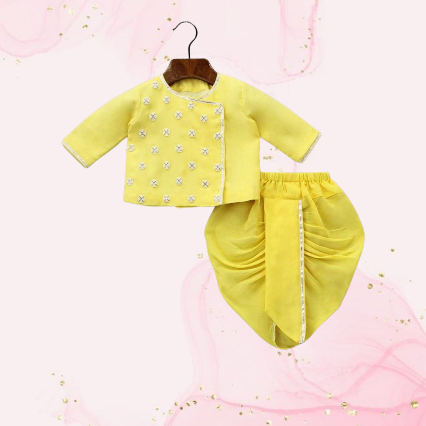 Janmashtami Special: Embroidered Yellow Kurta And Dhoti