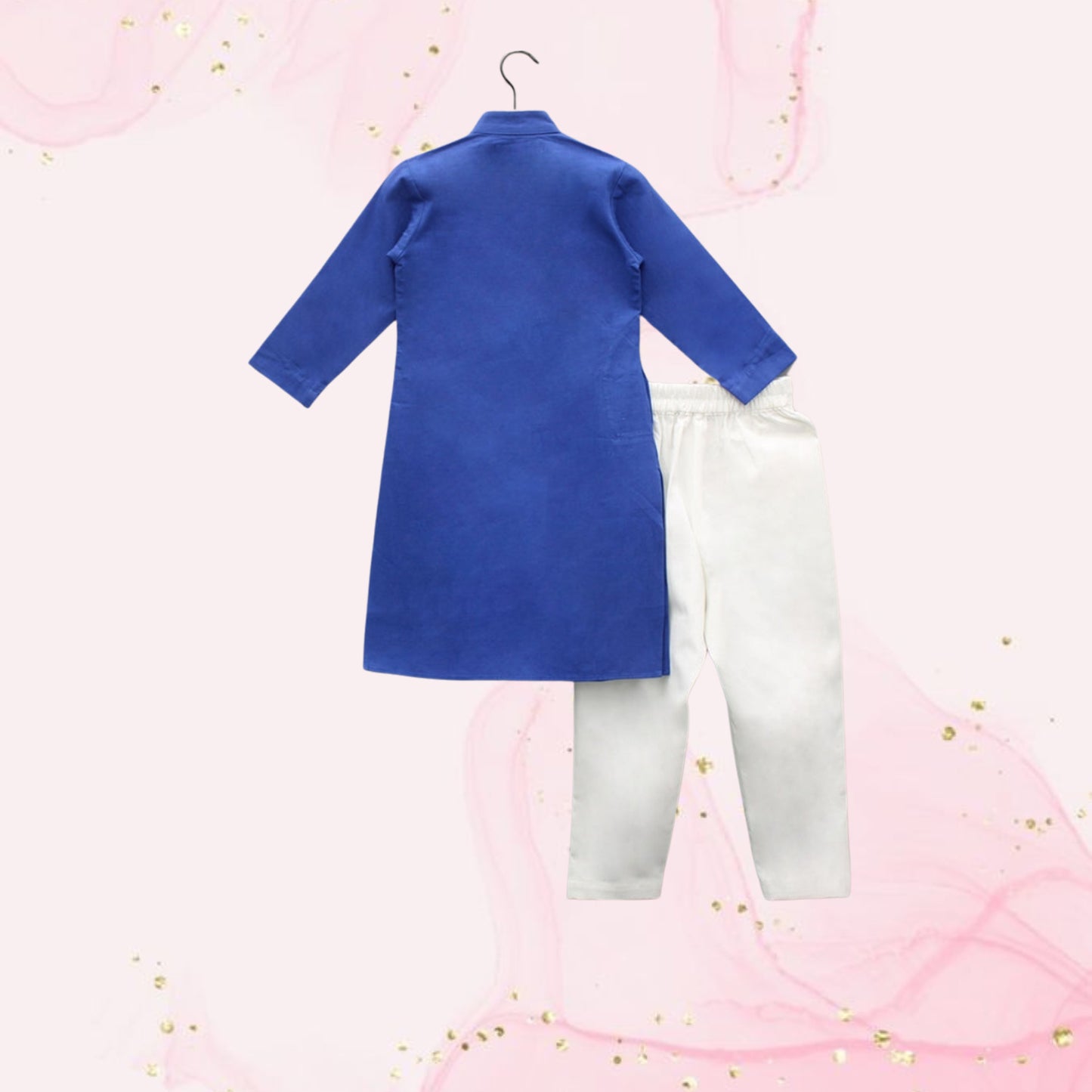 Pre Order: Blue Pleated One Side Flap Stylish Kurta With Pant