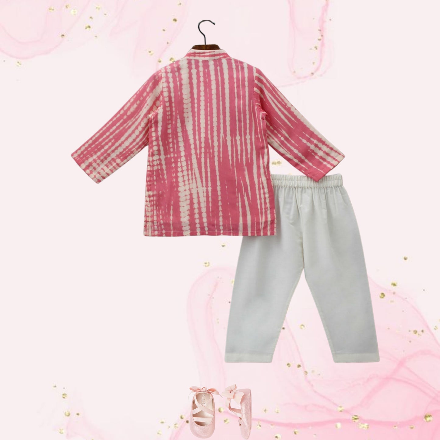 Pre Order: Shibori Printed Pink Kurta And Pyjama