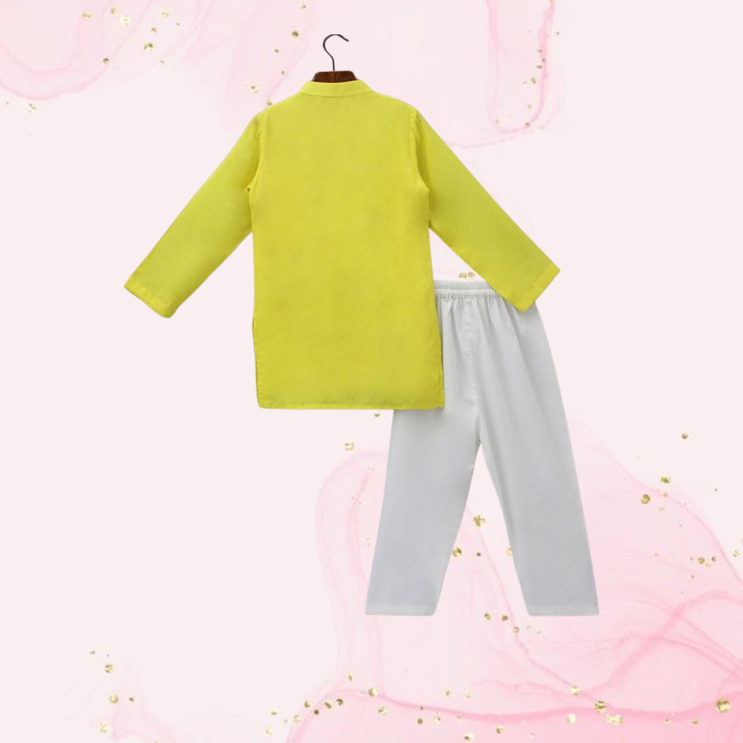 Pre Order: Embellished Yellow Kurta And Pyjama