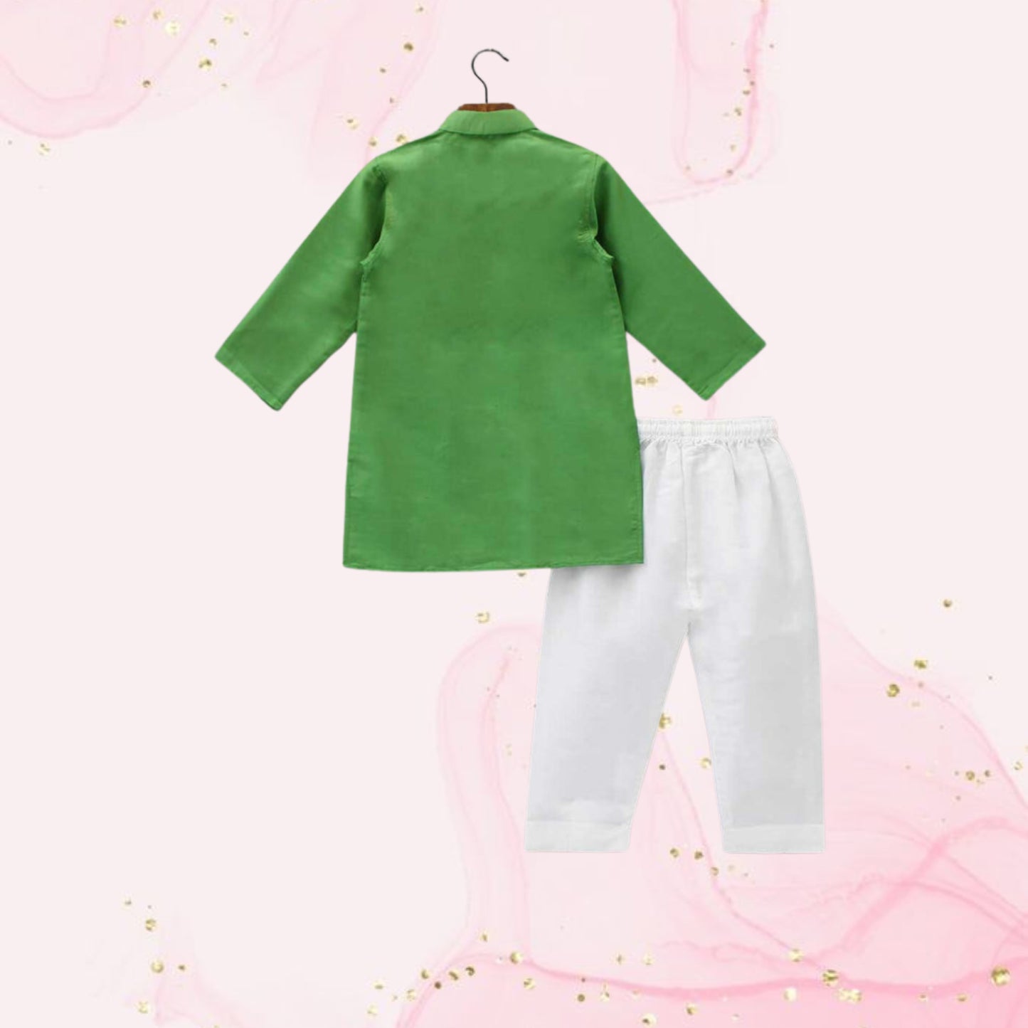 Pin Tuck Green Kurta And Pyjama