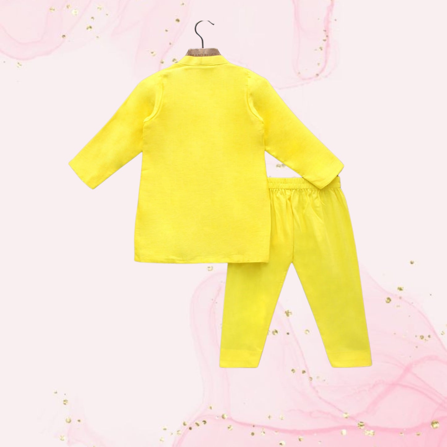 Pre Order: Floral Embroidered Yellow Kurta And Matching Pyjama