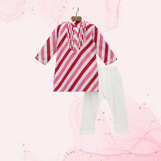 Pre Order: Striped Printed Kurta And Pyjama