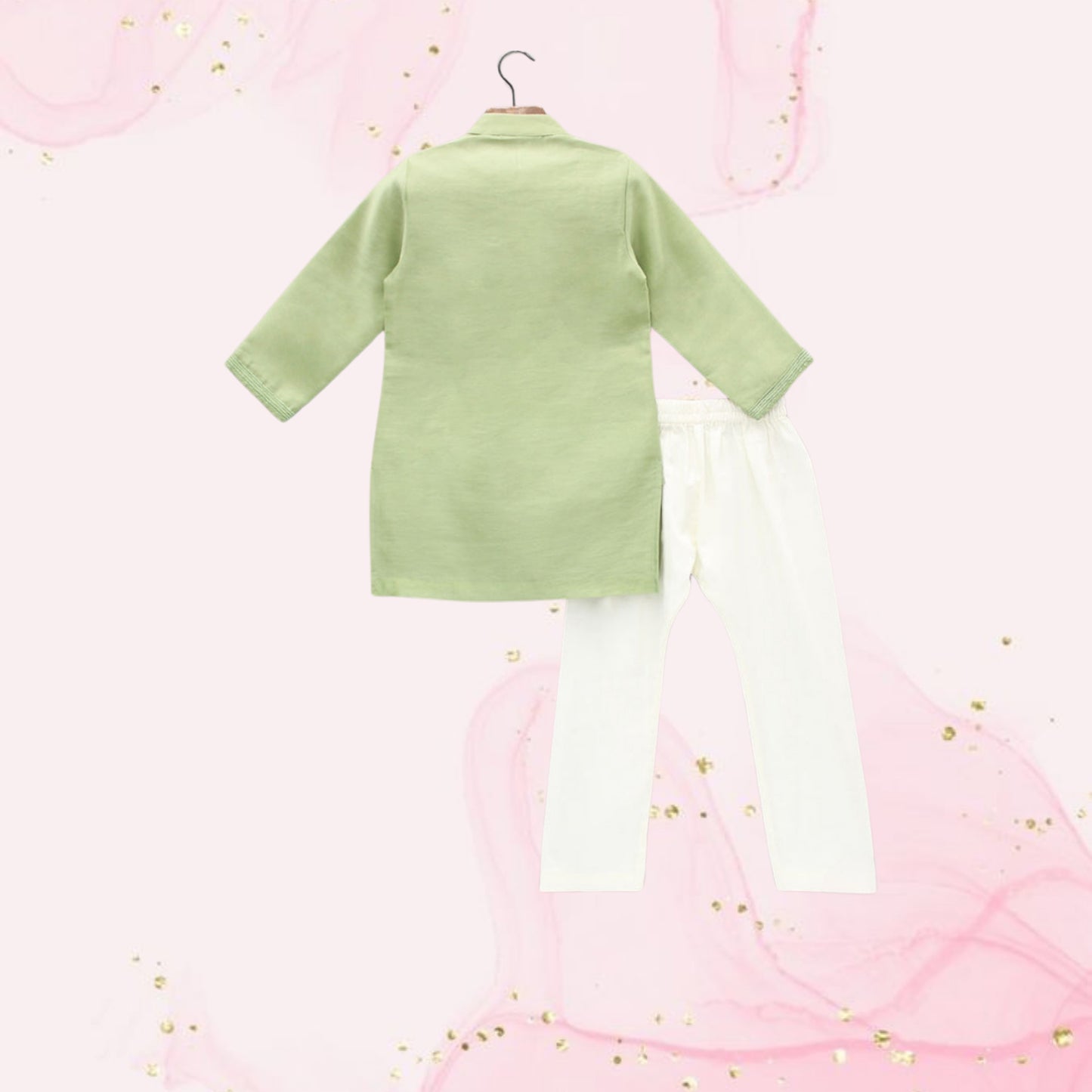 Pre Order: Embroidered Green Kurta And Pyjama