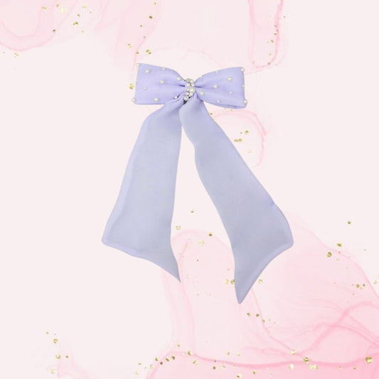 Long Tail Lavender Bow Hair Clip