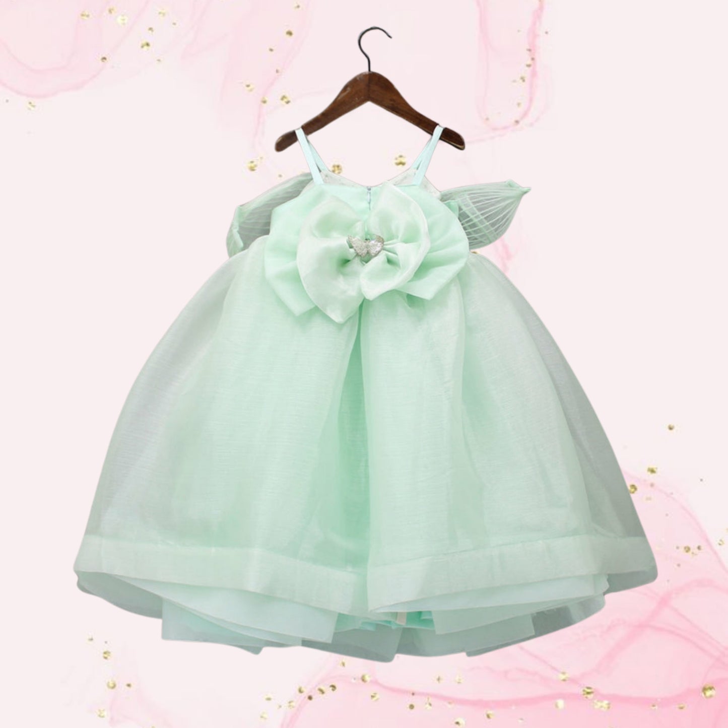 Pre Order: Green Butterfly Embroidered Embellishment Gown