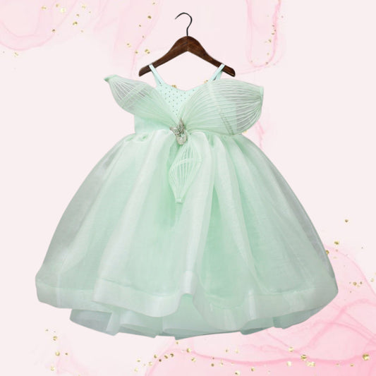 Pre Order: Green Butterfly Embroidered Embellishment Gown