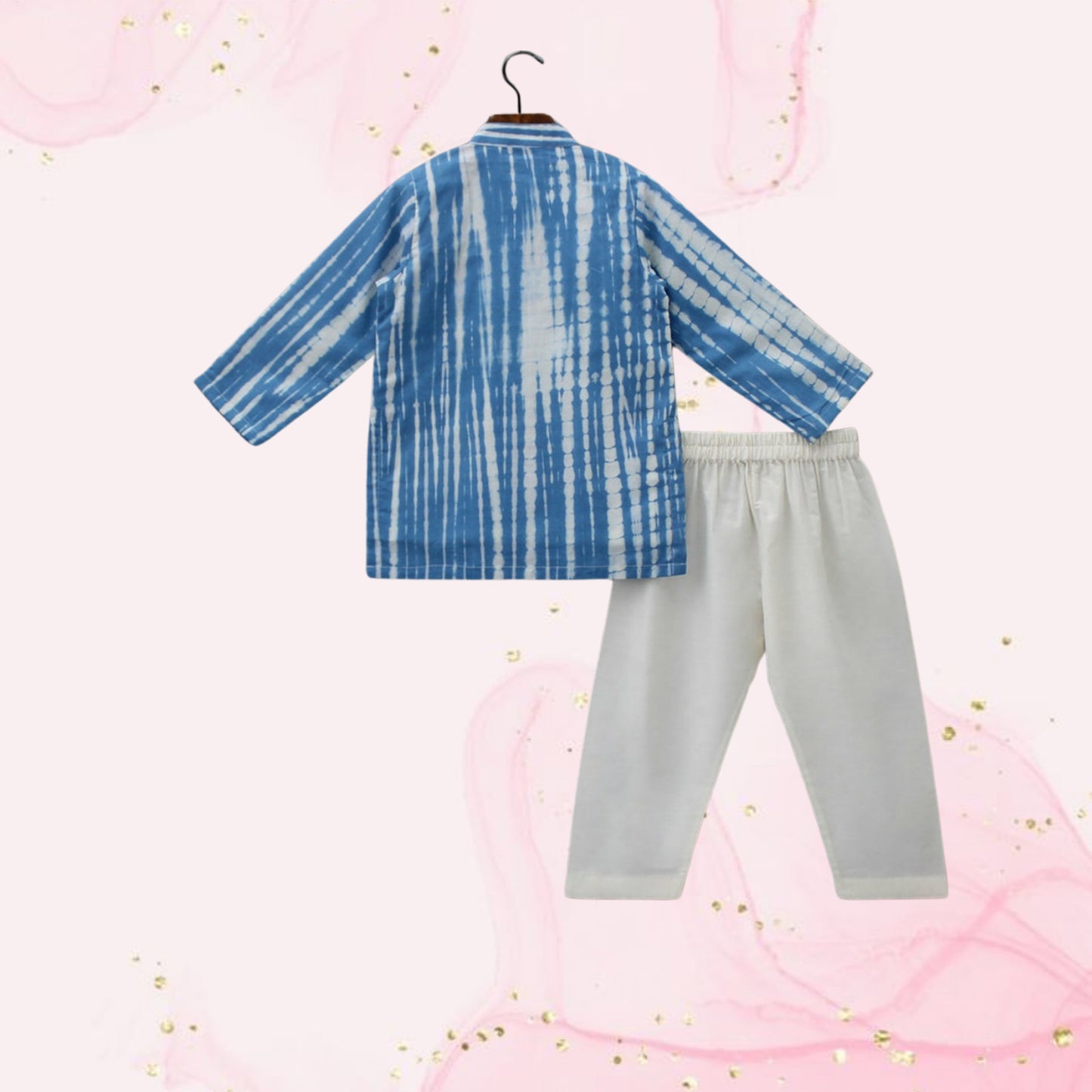 Pre Order: Shibori Printed Blue Kurta And Pyjama