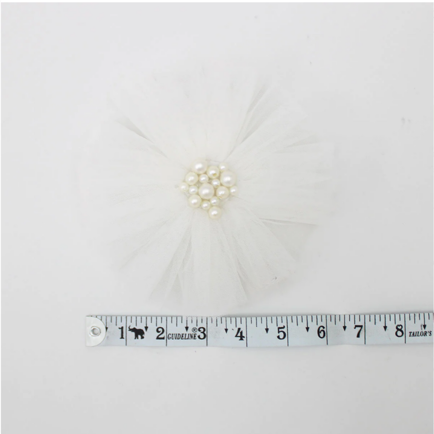 White Pearls Adorned Frilly Cute Hair Clip