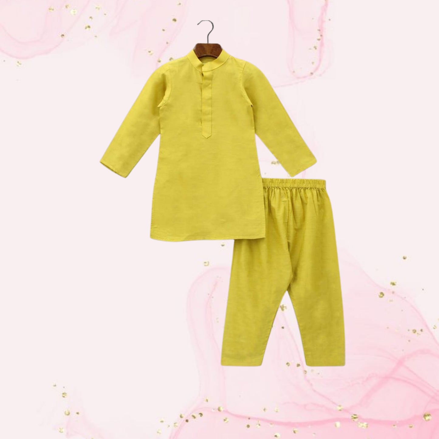 Pre Order: Mustard Kurta With Pin Tuck Jacket And Pyjama