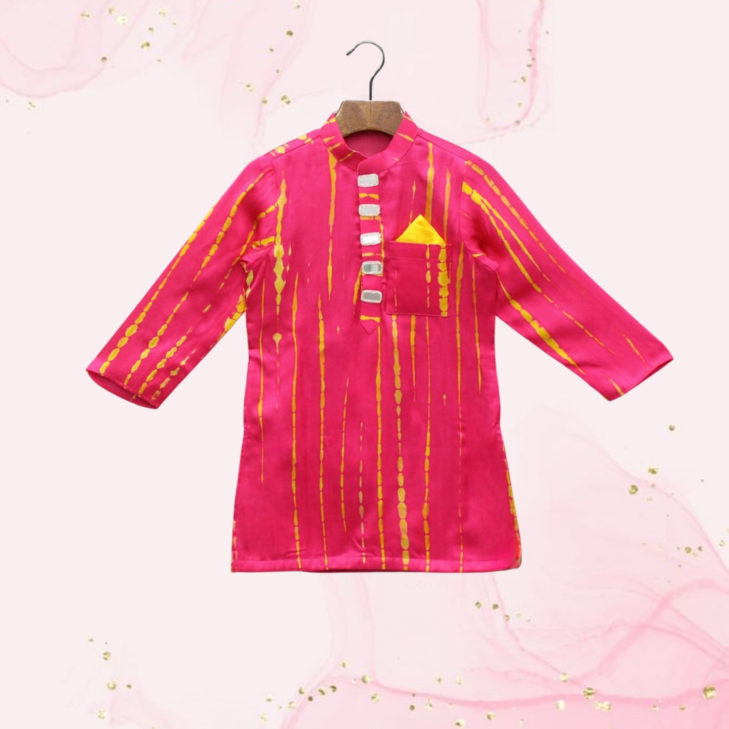 Pre Order: Pink Printed And Embellished Kurta With Dhoti