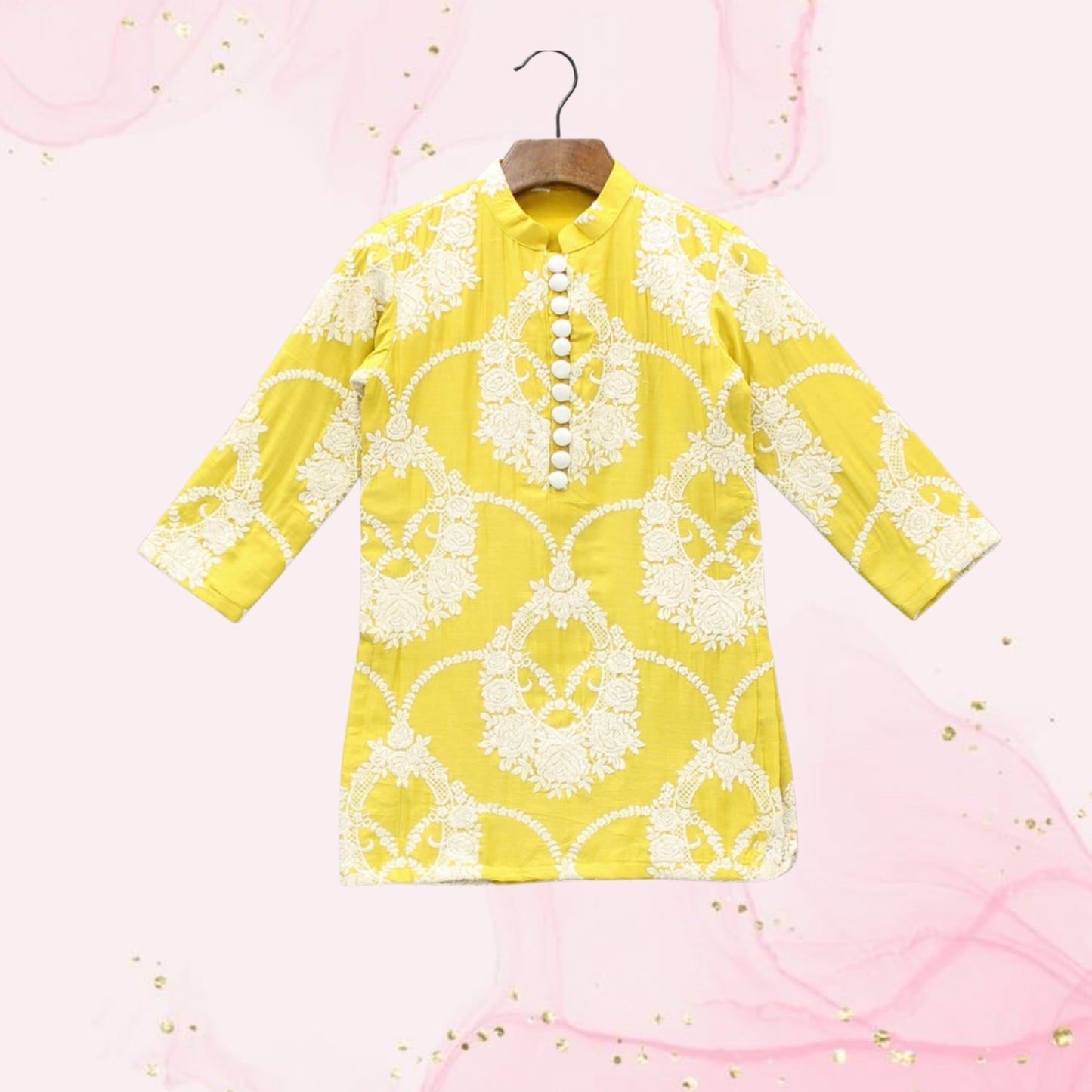 Pre Order: Mustard printed Kurta With Pyjama