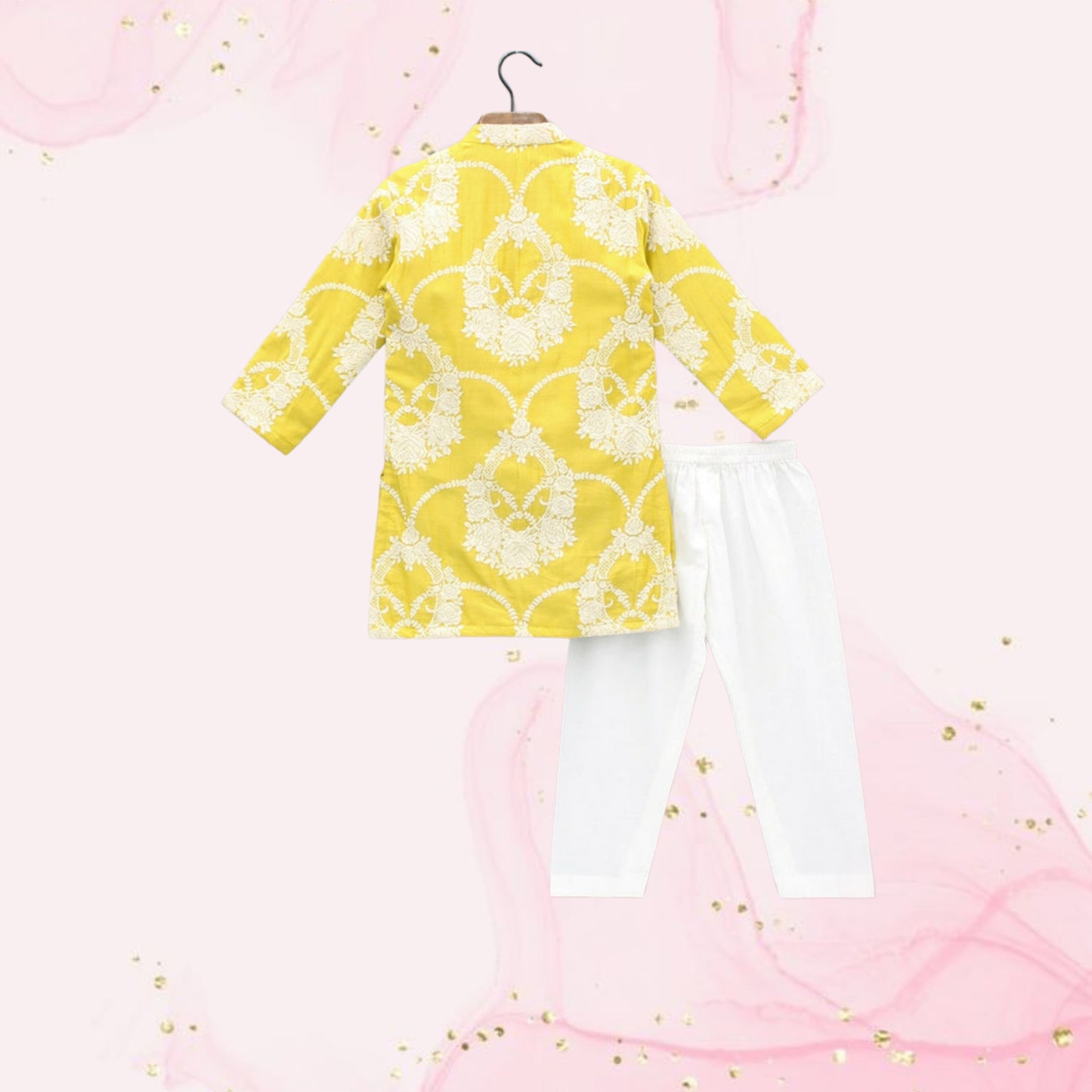 Pre Order: Mustard printed Kurta With Pyjama