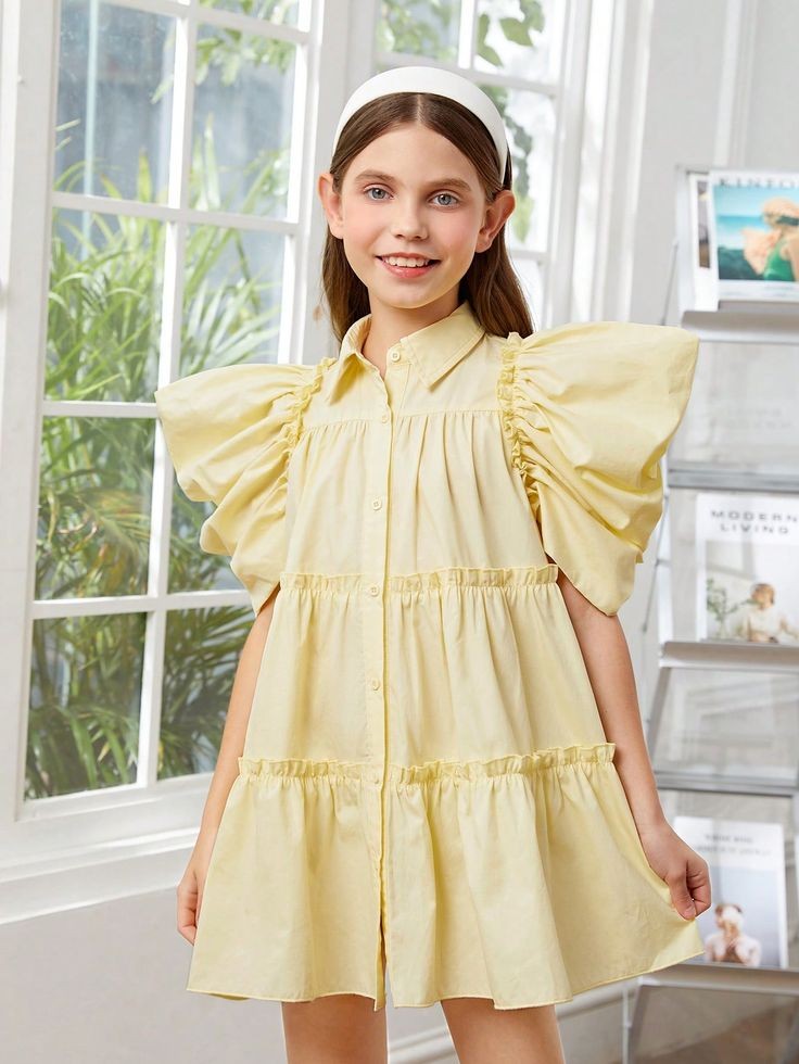 Jovial Summer Yellow Cotton Dress