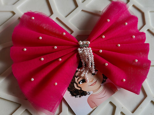 Hot pink Pearl Bow Hairclip