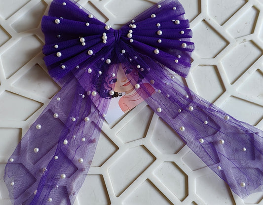 Purple Pearl Bow Hairclip