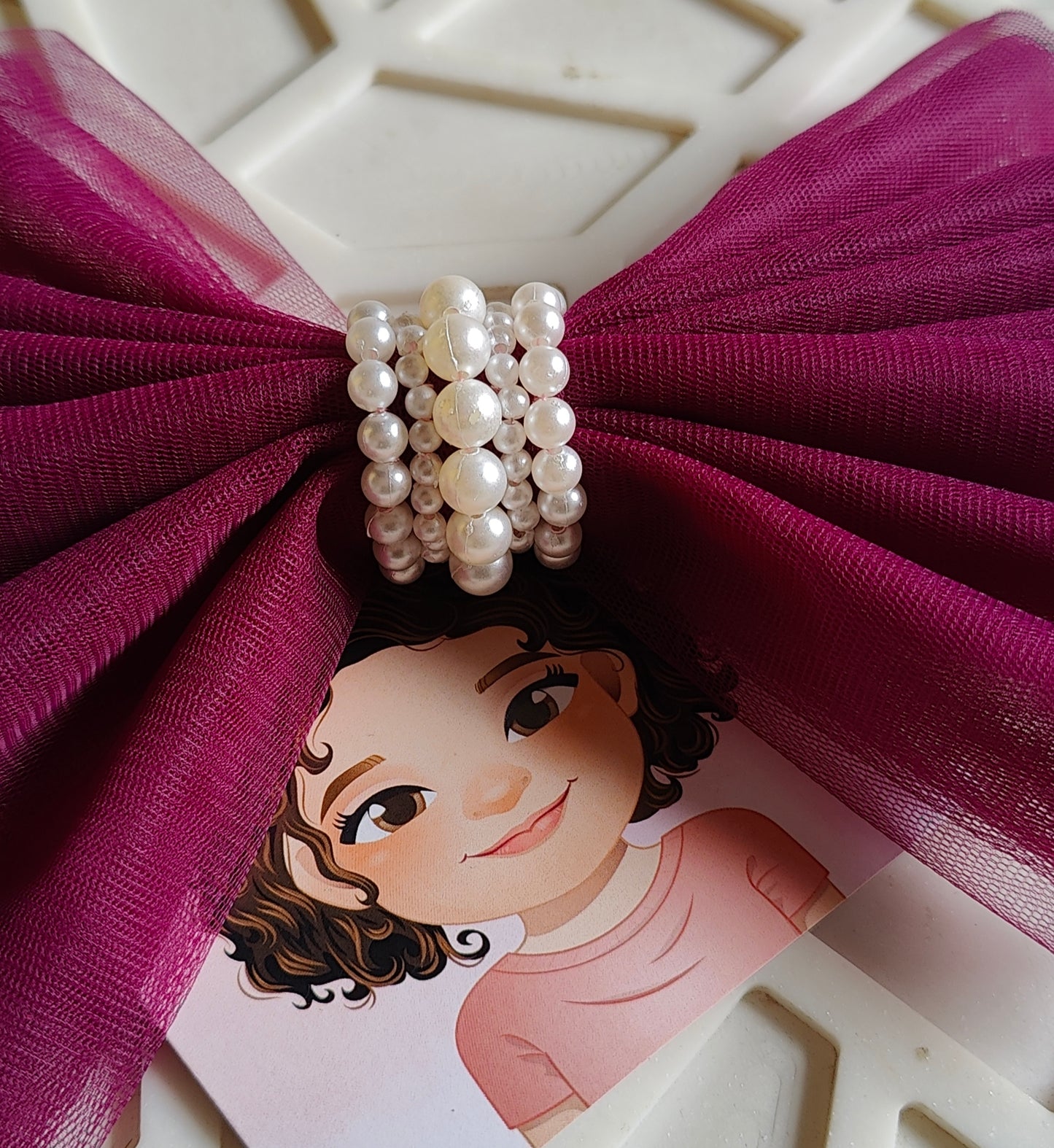 Wine Pearl Bow Hairclip