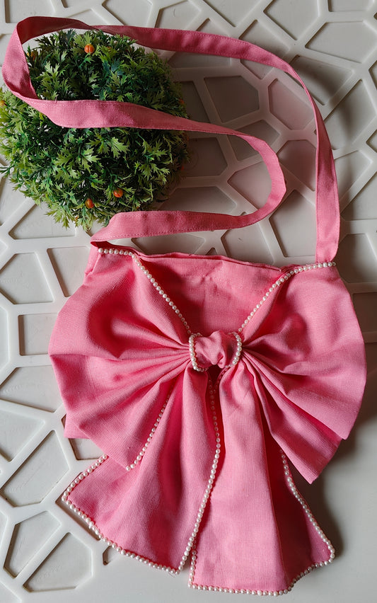 Pink Bow Pearl Bag