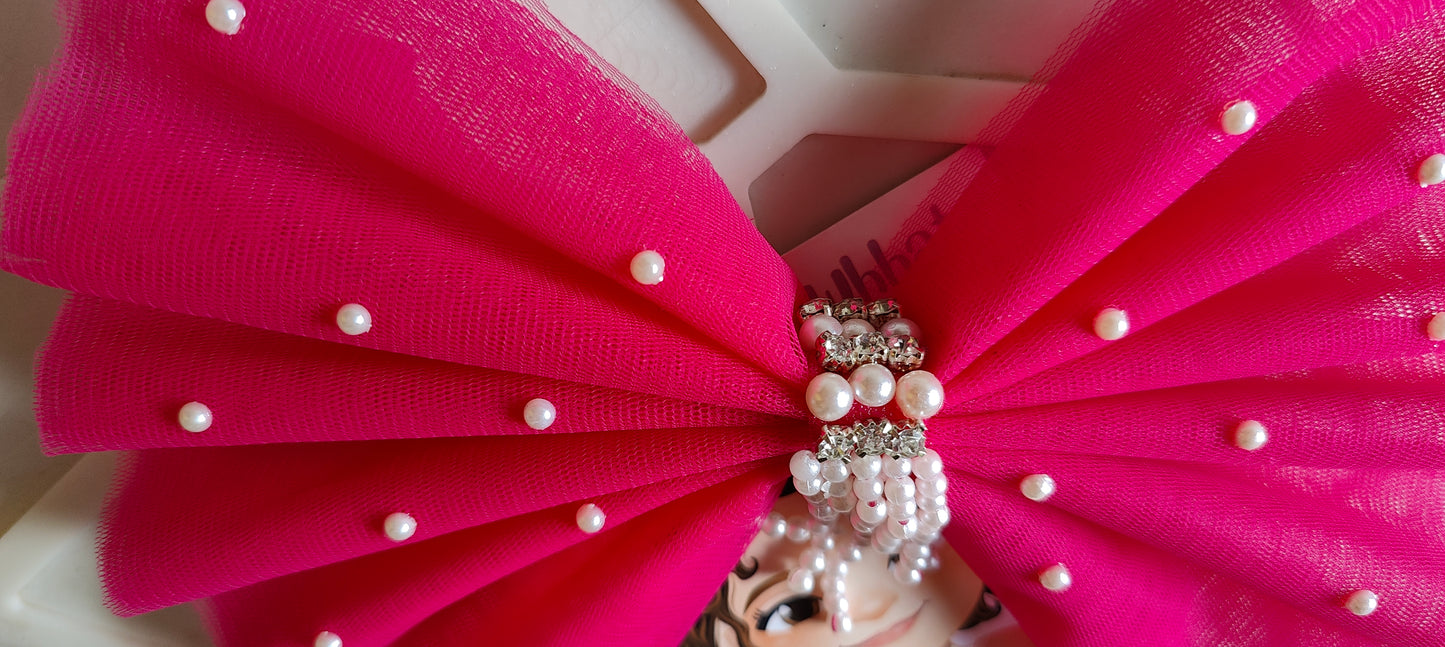 Hot pink Pearl Bow Hairclip