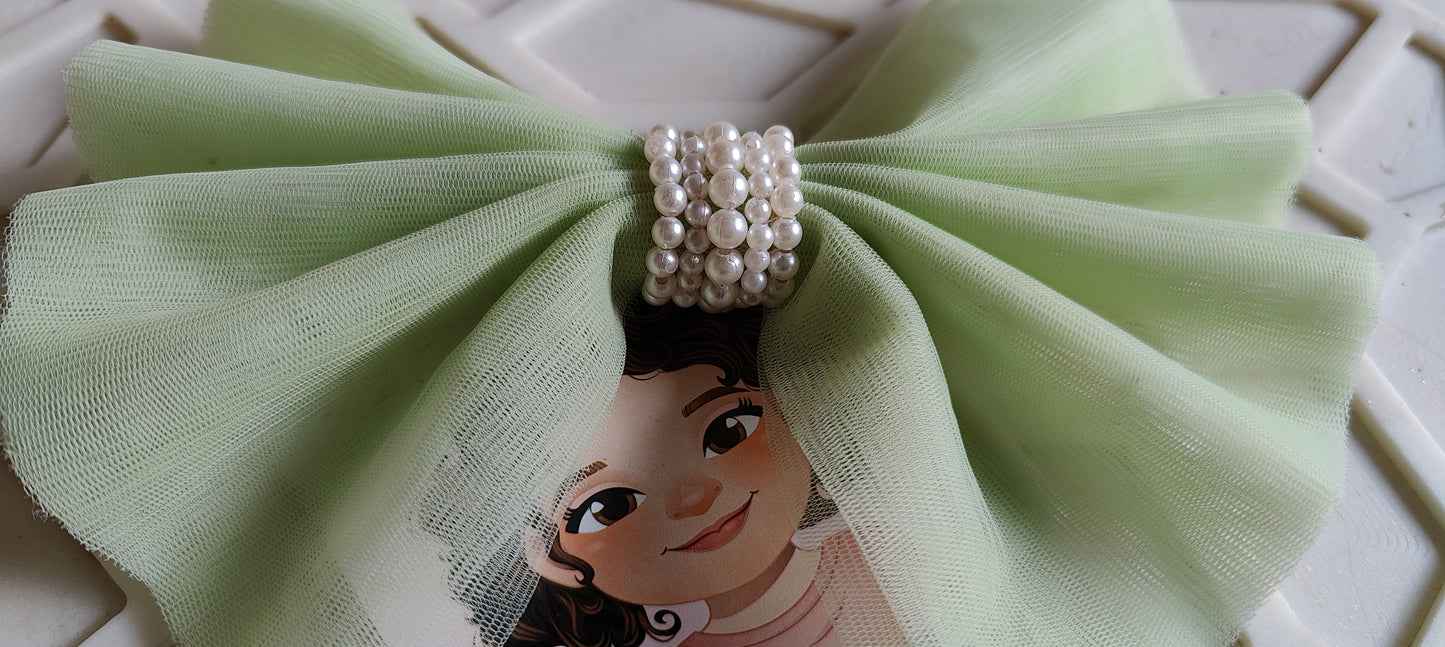 Green Pearl Bow Hairclip