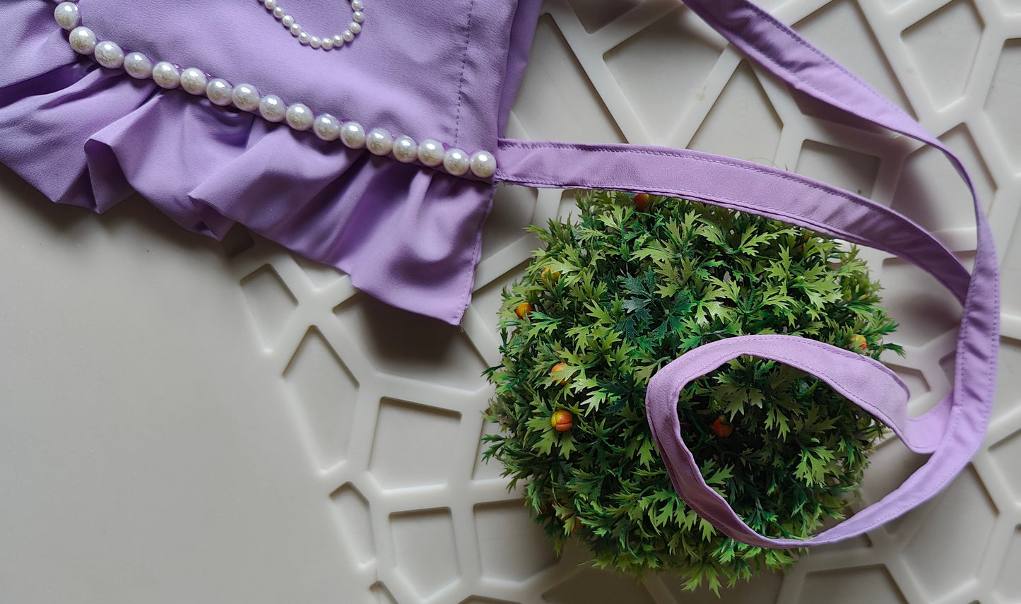 Purple Frill Pearl Bag