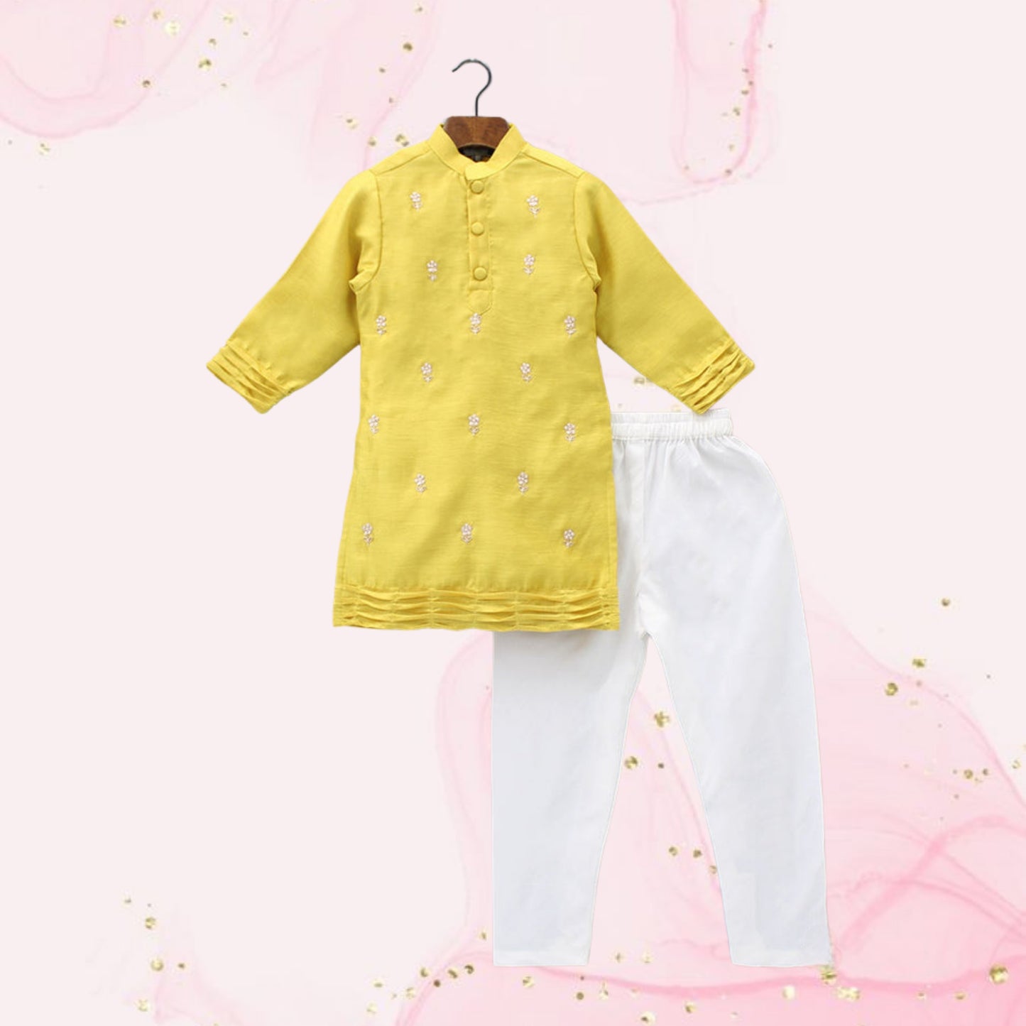 Pre Order: Exquisite Embroidered Pin Tuck Detailed Kurta With Pyjama