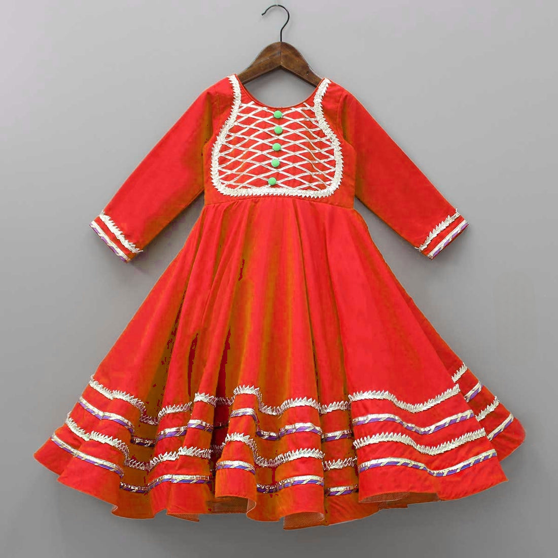 Gorgeous Gota Lace Work Red Anarkali Gown