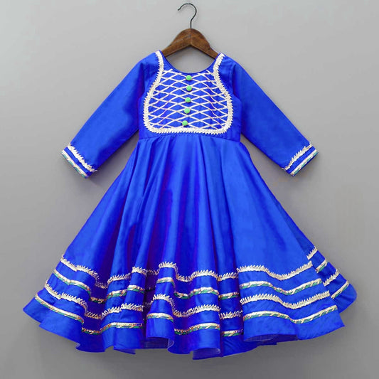 Gorgeous Gota Lace Work Blue Anarkali Gown