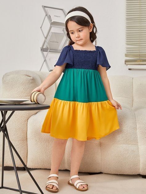 Lissome Three Colours Tiered Cotton Dress